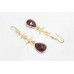 Dangle Earrings Handmade 925 Sterling Silver Gold Plated Natural Ruby Stone P590